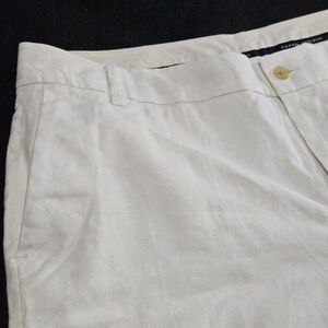 Banana Republic LINEN Blend martin Fit White Pants Women's 14 Straight NWT